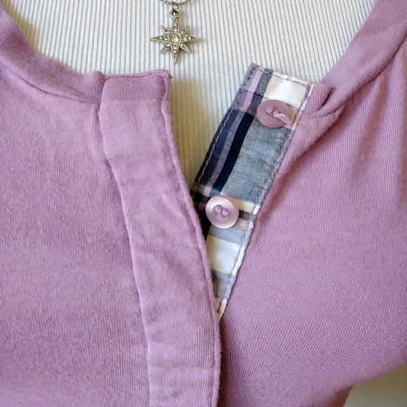 Lavender dream plaid accent casual Merona top - Picture 3 of 6